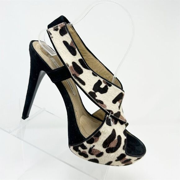 Diane von Furstenberg Women's Animal Print Stiletto Slingback Heels Size 8.5 - Picture 1 of 13